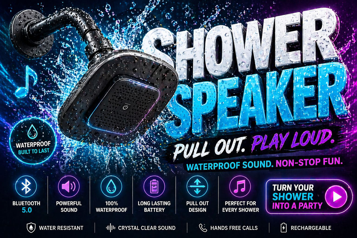 Waterproof Bluetooth Shower Speaker